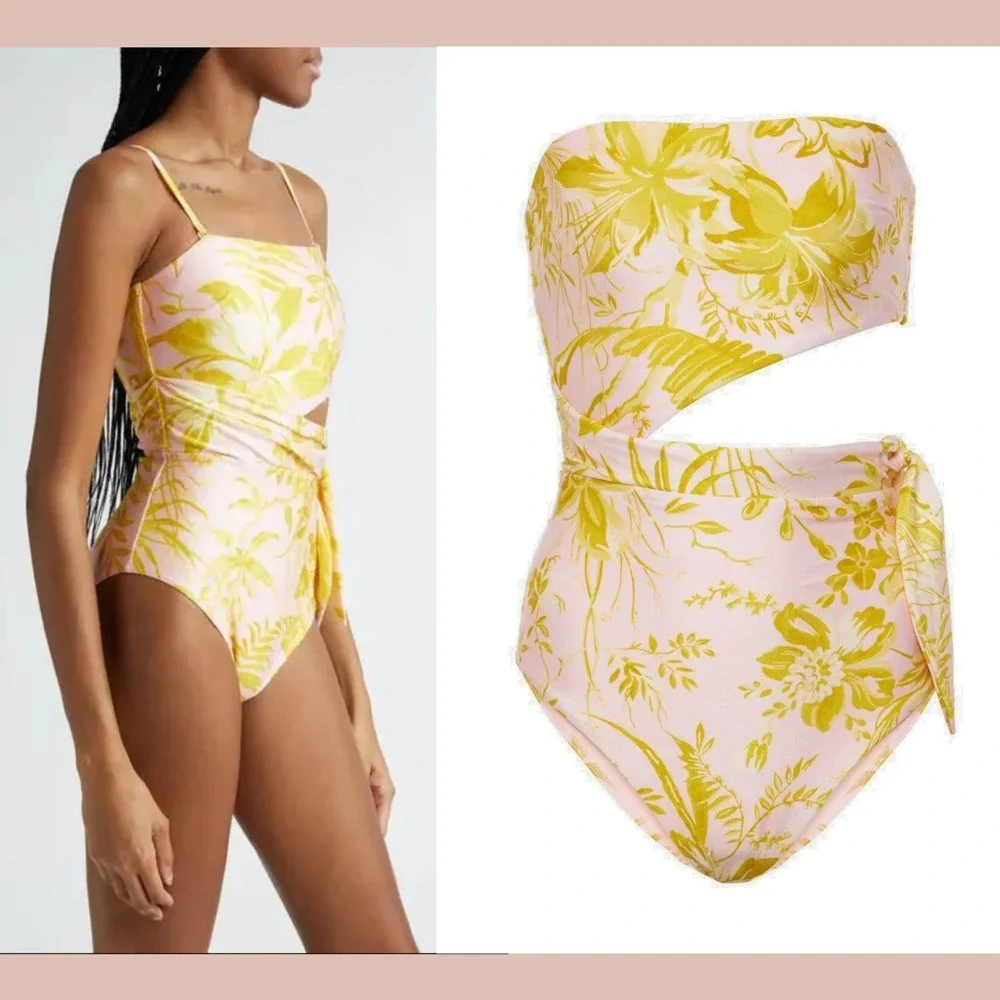 NWT ZIMMERMANN [ 2-4 US ] Golden Floral Print Scarf Tie One-Piece Swimsuit U1934 - Picture 3 of 12